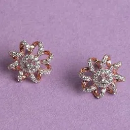 clara Sterling Sliver Rose-Gold-Plated Stone-Studded Stud Earrings-picture-26