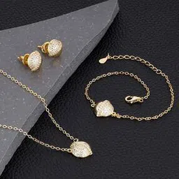 giva Sterling Silver Gold-Plated Necklace Earring & Bracelet Set-picture-48