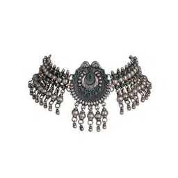 shyle Sterling Silver Tattva Jadau Ghughri Ball Choker Necklace-picture-35