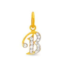 bhima jewels Yellow Gold Stone-Studded Alphabet B Pendant-picture-43
