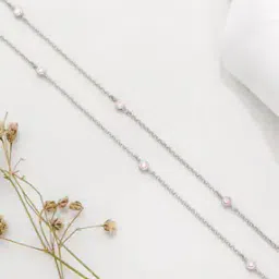 zavya Sterling Silver Cubic Zirconia-Studded Anklet-picture-31
