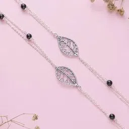 zavya Sterling Silver Leaf Charm Anklets-picture-13