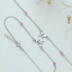 zavya Sterling Silver Butterfly Beaded Anklet-picture-16