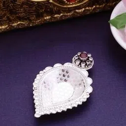 osasbazaar Sterling Silver Diya with Stone Work Silver Articles-picture-50