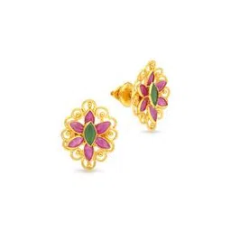 malabar gold & diamonds Yellow Gold Stone-Studded Stud Earrings-picture-27