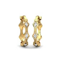 kuberbox Yellow Gold Diamond-Studded Hoop Earrings-picture-52