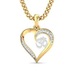 kuberbox Yellow Gold Diamond Omkara Heart Pendant-picture-17