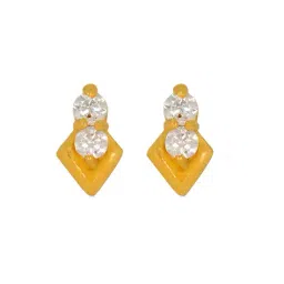 bhima jewels Yellow Gold Stone Leaf Stud Earrings image 1