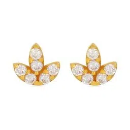 bhima jewels Yellow Gold Three Leaf Stone Stud Earrings-picture-40