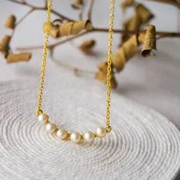 mannash Sterling Silver Gold-Plated Pearl-Studded Necklace-picture-27