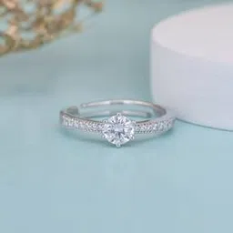 ornate jewels 925 Sterling Silver American Diamond Solitaire Adjustable Ring-picture-44