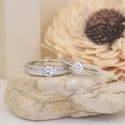 ornate jewels 925 Sterling Silver American Diamond Solitaire Adjustable Couple Ring-picture-16