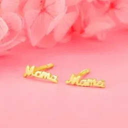 Sterling Silver Gold-Plated Love You Mama Stud Earrings-image-74