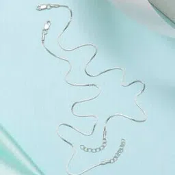 zavya Rhodium Plated Sterling Silver Box Chain Anklets-picture-47
