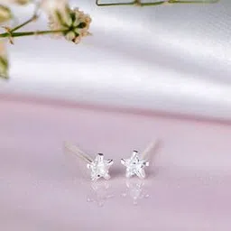 zavya Sterling Silver Star Zircon Stud Earrings-picture-13