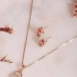 zavya Hoop & Loop Rose Gold SilverJewellery Set-picture-52