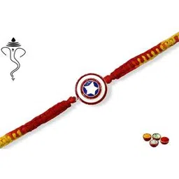 jewelyaari Sterling Silver Captain America Enamelled Rakhi-picture-48