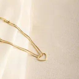 zavya Sterling Silver Gold-Plated Anklet with Heart Charm-picture-40