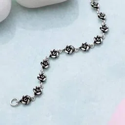 zavya Sterling Silver Rhodium-Plated Floral Anklet-picture-30