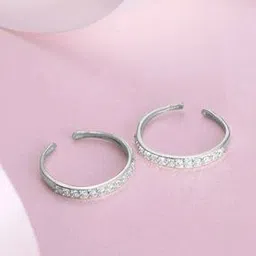 zavya Sterling Silver Gemstone-Studded Toe Rings-picture-39