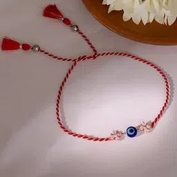 giva Men Sterling Silver Rose Gold-Plated Floral Evil Eye Rakhi-picture-24