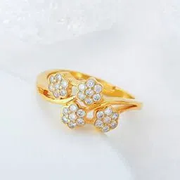 giva Sterling Silver Gold-Plated Zirconia-Studded Floral Fantasy Ring-picture-18