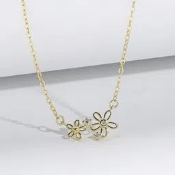 giva Sterling Silver Gold-Plated Shimmer Bloom Pendant Necklace-picture-11