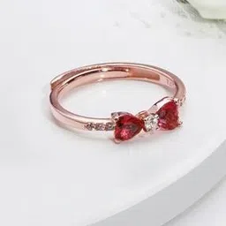 giva Sterling Silver Rose Gold-Plated Anushka Cherry Bow Heart Ring-picture-39