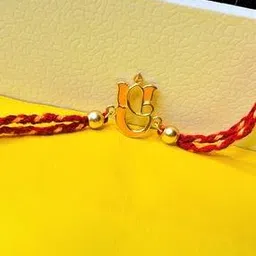 arte 925 Sterling silver golden Ganesha rakhi-picture-45