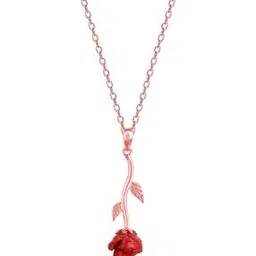 giva Sterling Silver Rose Gold-Plated Rose Flower Pendant with Chain-picture-19