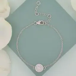 ornate jewels 925 Sterling Silver American Diamond Adjustable Cluster Bracelet-picture-46