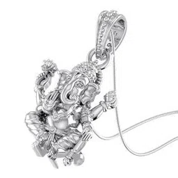 akshat sapphire Sterling Silver God Ganesh Pendant with Chain-picture-48