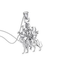 akshat sapphire Sterling Silver Maa Durga Pendant with Chain-picture-14
