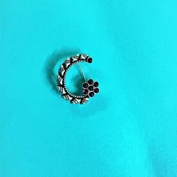 arte Sterling Silver Handcrafted Kempu-Studded Nose Pin image 1