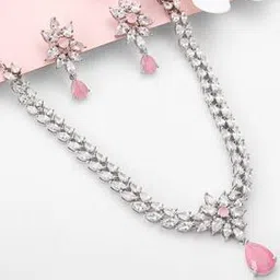 giva Sterling Silver Stone-Studded Necklace & Earrings Set-picture-20