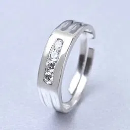 clara Sterling Silver American Diamond-Studded Band Ring-picture-10