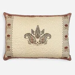195 GSM Embroiered Kashmiri Booti Cushion with Filler 27" x 19"-image-0