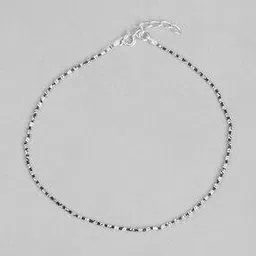 zavya Sterling Silver Radiant Charms Beaded Anklet-picture-42