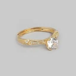 zavya Sterling Silver Gold-Plated Gilded Allure Adjustable Ring-picture-35