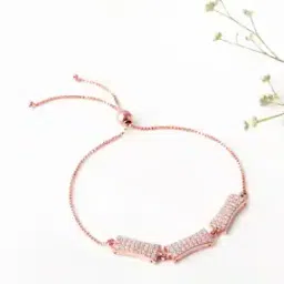 giva Sterling Silver Rose Gold-Plated Stone-Studded Bracelet-picture-20