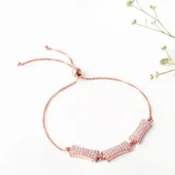 giva Sterling Silver Rose Gold-Plated Stone-Studded Bracelet image 1