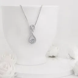 giva Sterling Silver Zircon-Studded Twist Pendant with Chain-picture-37