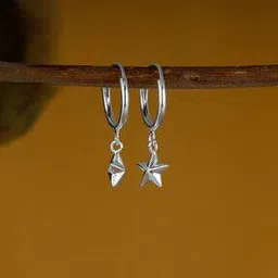 Sterling Silver Star Drop Earring-image-2