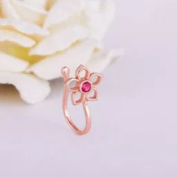giva Sterling Silver Rose Gold-Plated Floral Nose Pin-picture-17