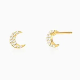 giva Sterling Silver Gold-Plated Crescent Zircon Stud Earrings-picture-23