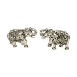 srijagdamba pearls dealer Set of 2 Silver Elephant Idols-picture-19
