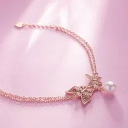 silvostyle by png Women Sterling Silver Rose Gold-Plated Stone-Studded Bracelet-picture-24