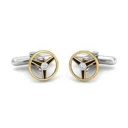 kuberbox Men Yellow Gold Diamond Round Star Cufflinks-picture-26