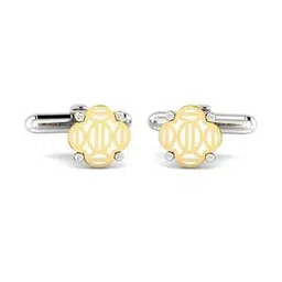 Yellow Gold Diamond Clover Letter D Cufflinks-image-61