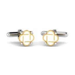 kuberbox Yellow Gold Diamond Clover Letter I Cufflinks-picture-18